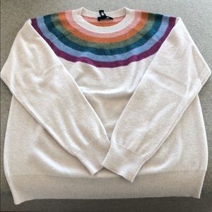 Aqua cashmere sweater with rainbow motif